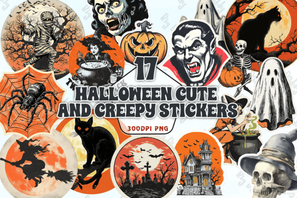Download Halloween Cute and Creepy Stickers PNG - Premium Resources