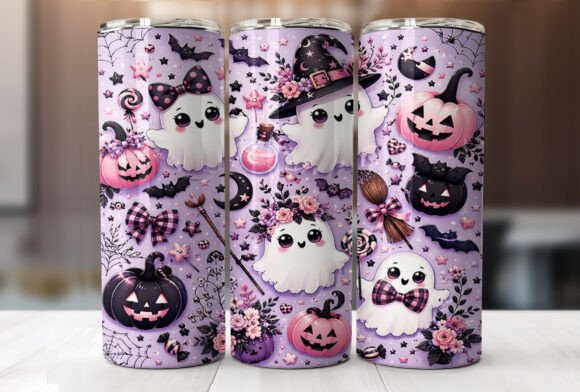 Download Cute Pink Halloween Tumbler Wraps PNG - Halloween tumbler Collection
