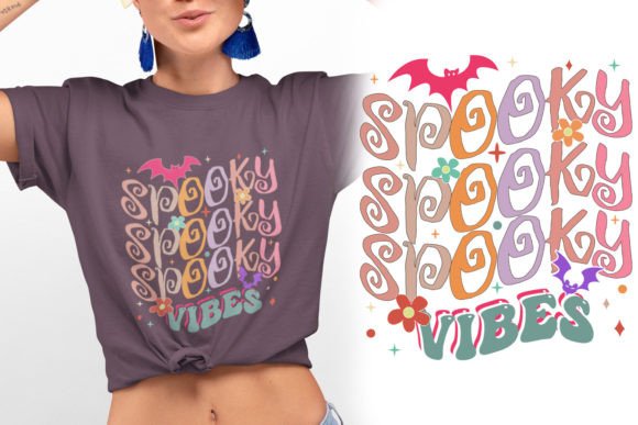 Download Retro Spooky Vibes Halloween Tee Design - Design Collection