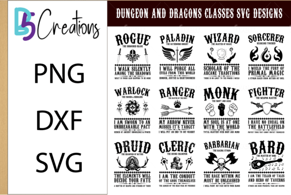 Download 12 DnD Classes SVG Designs - Design Collection